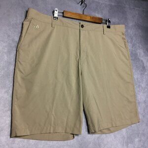 Adidas Mens ClimaLite Shorts size 42 Light Brown Tan Flat Front Lightweight Poly